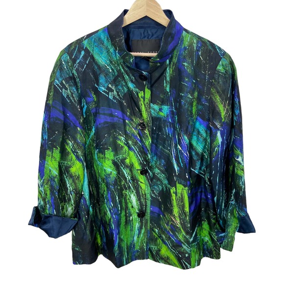 Yansi Fugel Jackets & Blazers - Yansi Fugel Evening Jacket Sz L Blue Green